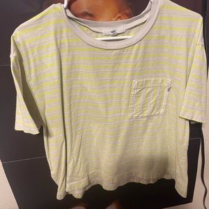Vans shirt (kind of cropped) yellowish and white strips SIZE LARGE